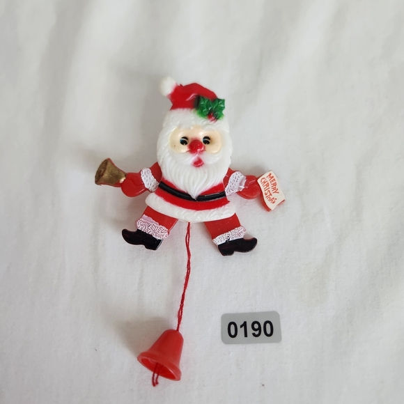 Vintage Santa Pin Moves With Pull String. Mechanical. Christmas. Tradition - Picture 1 of 5
